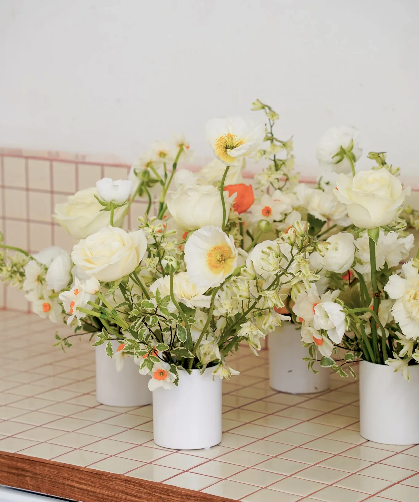 Mini Table Arrangements created by Poppy Rose Flowers in Brisbane